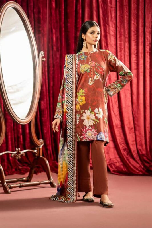 Red Blood Digital Printed Linen By Guljee | A-4