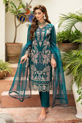 Salwar Kameez with Silk Dupatta | Riwayat Lawn 2024 by Ramsha | Vol 8