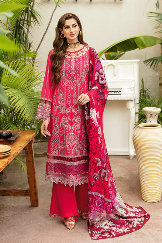 Salwar Kameez with Silk Dupatta | Riwayat Lawn 2024 by Ramsha | Vol 8