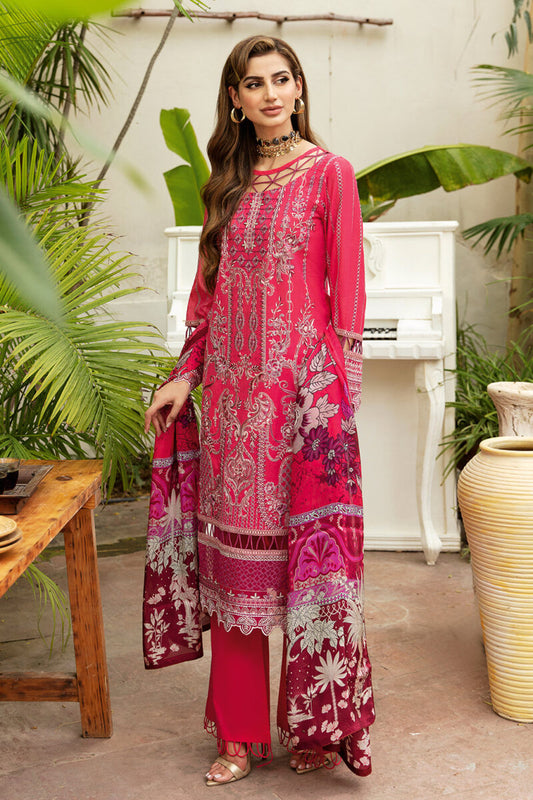 Salwar Kameez with Silk Dupatta | Riwayat Lawn 2024 by Ramsha | Vol 8