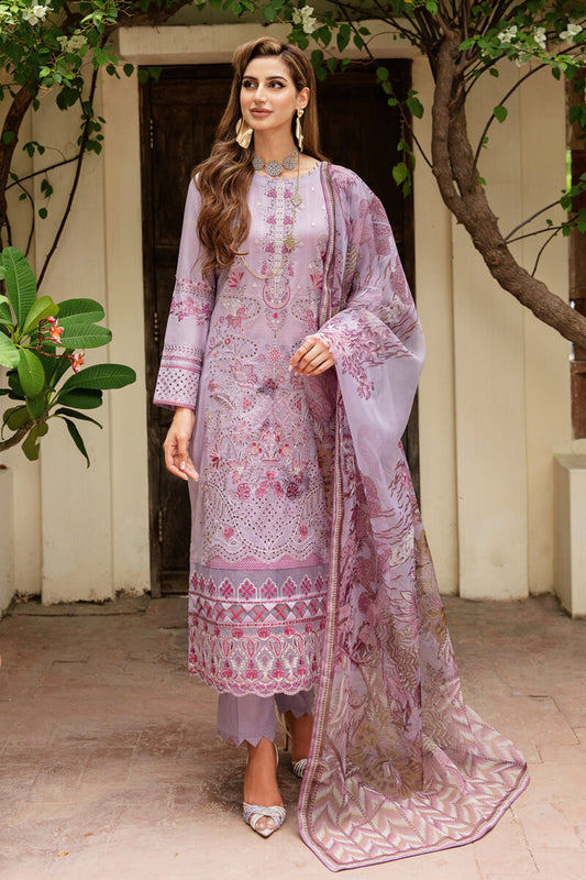 Salwar Kameez with Silk Dupatta | Riwayat Lawn 2024 by Ramsha | Vol 8