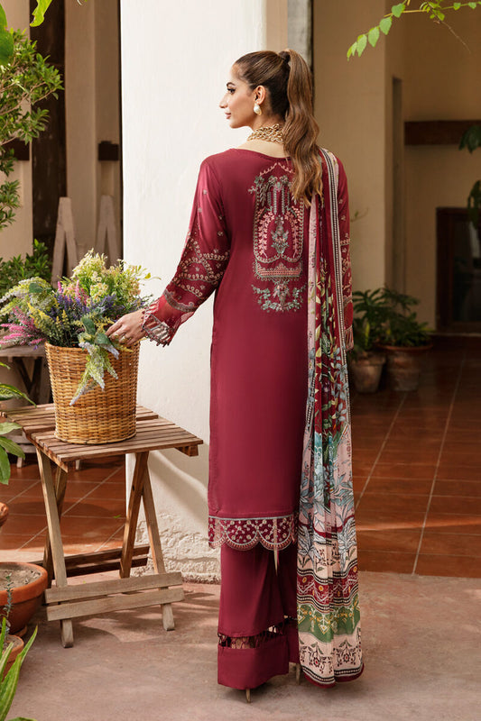 Salwar Kameez with Silk Dupatta | Riwayat Lawn 2024 by Ramsha | Vol 8