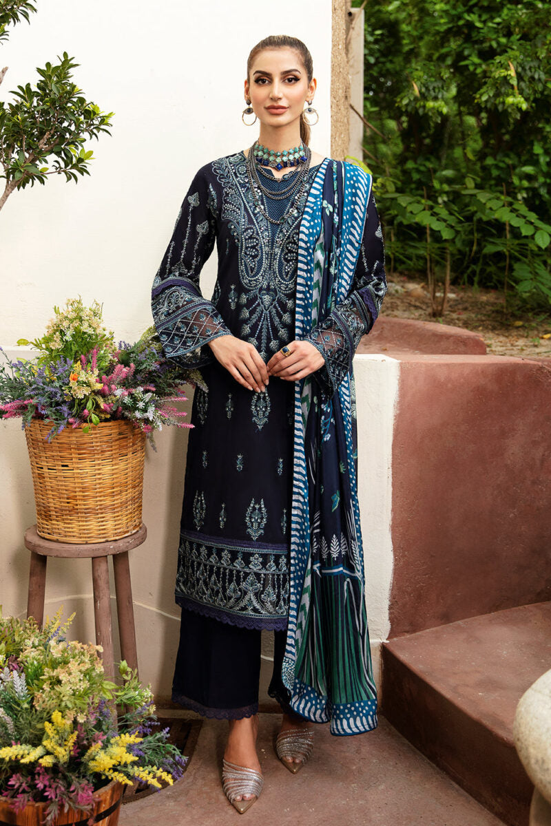 Salwar Kameez with Silk Dupatta | Riwayat Lawn 2024 by Ramsha | Vol 8