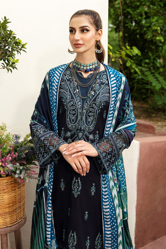 Salwar Kameez with Silk Dupatta | Riwayat Lawn 2024 by Ramsha | Vol 8