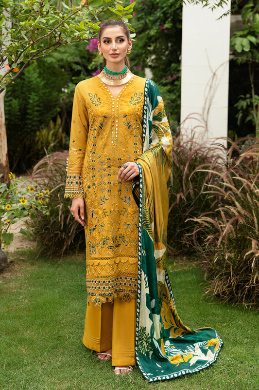 Salwar Kameez with Silk Dupatta | Riwayat Lawn 2024 by Ramsha | Vol 8