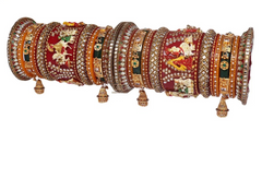 Rajwadi Bridal Bangle Set with Beautiful Doli Design Kada