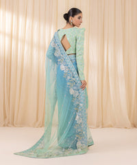 Sky Blue and Mint Ombre Saree | 3SFELX24V651