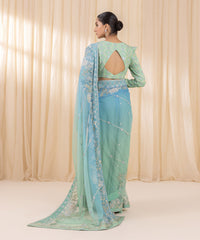 Sky Blue and Mint Ombre Saree | 3SFELX24V651