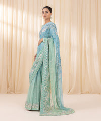 Sky Blue and Mint Ombre Saree | 3SFELX24V651