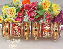 Rajwadi Bridal Bangle Set with Beautiful Doli Design Kada