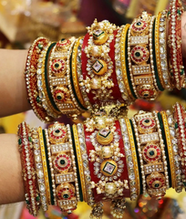 Rajwadi Bridal Bangle Set with Beautiful Jhoomer Latkan