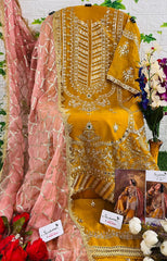 ORGANZA HEAVY EMBROIDERED SUIT WITH DIAMOND