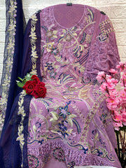 GEORGETTE SUIT WITH HEAVY EMBROIDERY AND KHATLI HAND WORK