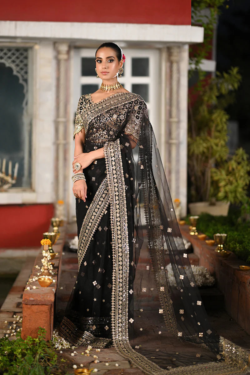 Qalamkar Wedding Formals | Bridal Collection 2024 | RF-08  | Black Saree