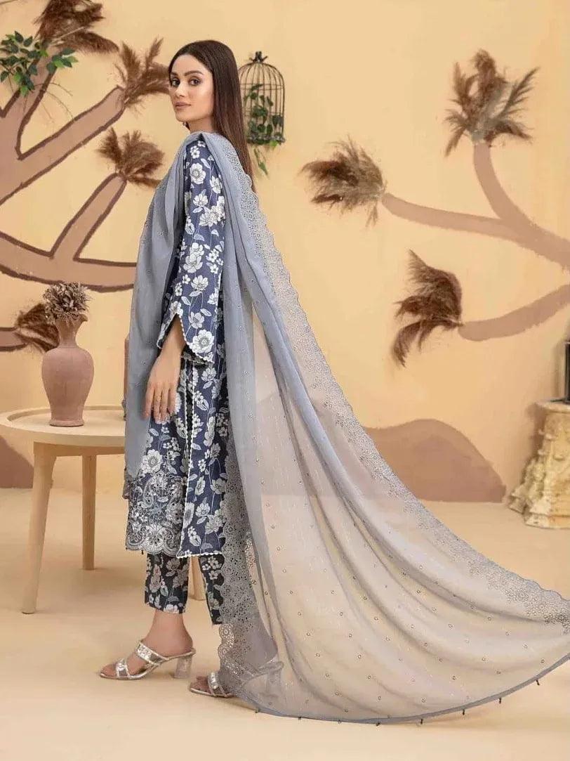 Tazeen by Tawakkal Fabrics Unstitched Embroidered Lawn 3Pc Suit D-9351
