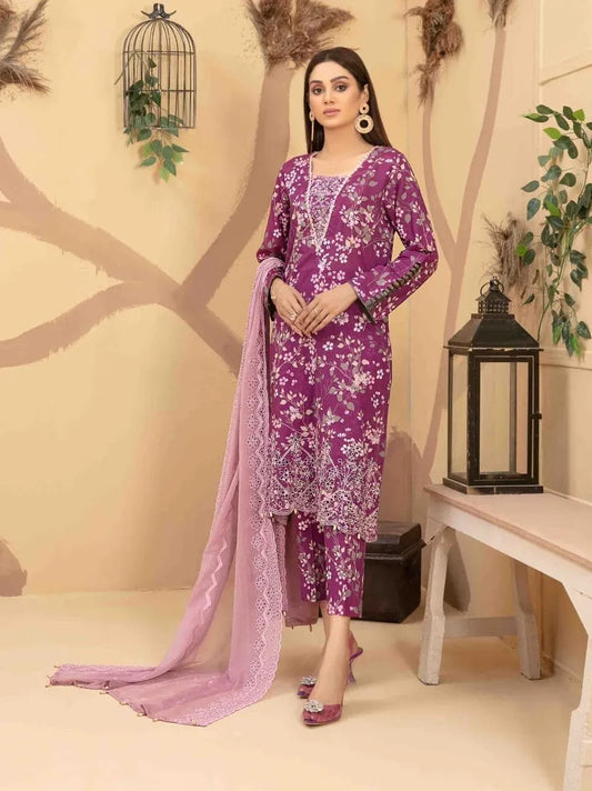 Tazeen by Tawakkal Fabrics Unstitched Embroidered Lawn 3Pc Suit D-9352
