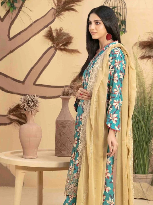 Tazeen by Tawakkal Fabrics Unstitched Embroidered Lawn 3Pc Suit D-9353