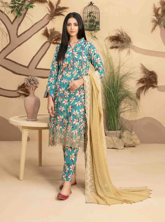 Tazeen by Tawakkal Fabrics Unstitched Embroidered Lawn 3Pc Suit D-9353