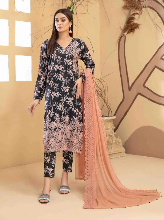 Tazeen by Tawakkal Fabrics Unstitched Embroidered Lawn 3Pc Suit D-9354