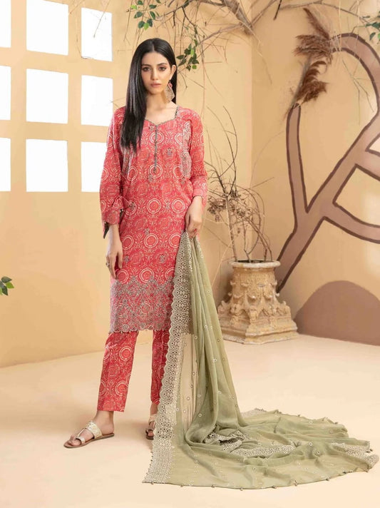 Tazeen by Tawakkal Fabrics Unstitched Embroidered Lawn 3Pc Suit D-9355