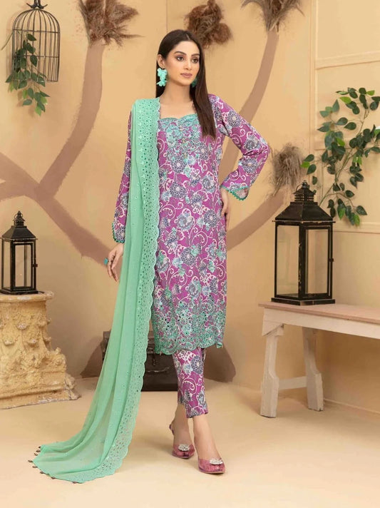 Tazeen by Tawakkal Fabrics Unstitched Embroidered Lawn 3Pc Suit D-9357