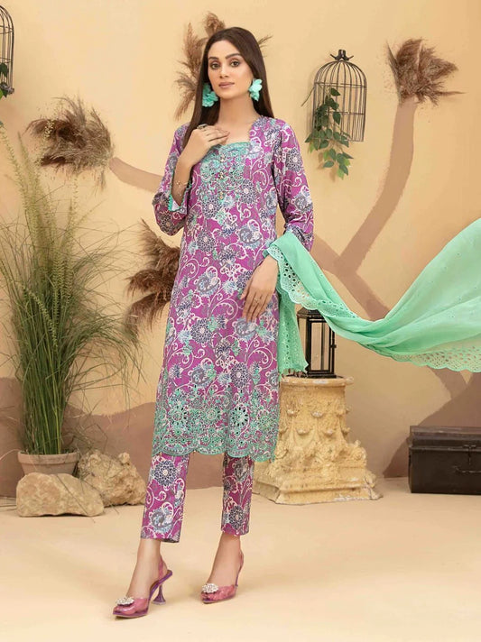 Tazeen by Tawakkal Fabrics Unstitched Embroidered Lawn 3Pc Suit D-9357