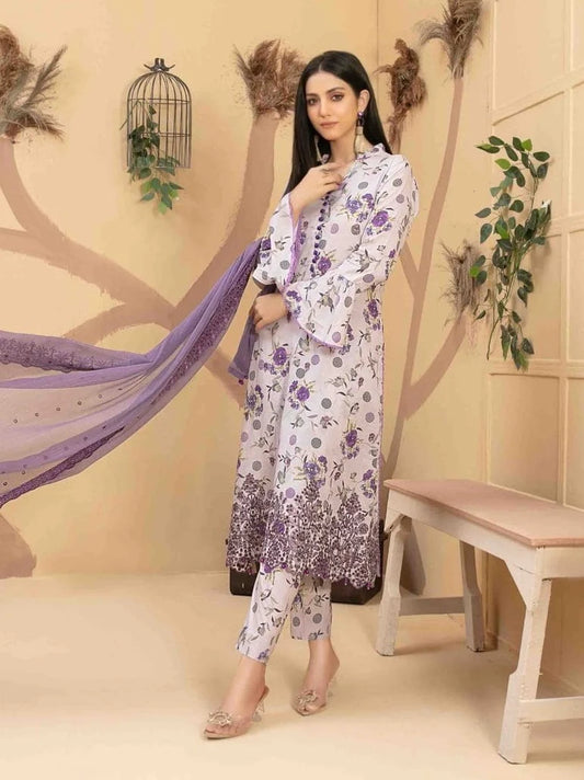 Tazeen by Tawakkal Fabrics Unstitched Embroidered Lawn 3Pc Suit D-9358