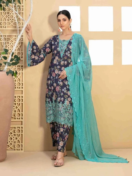 Tazeen by Tawakkal Fabrics Unstitched Embroidered Lawn 3Pc Suit D-9359