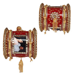 Rajwadi Couple Name And Photo Bangles Set With Beautiful Jhoomer Design