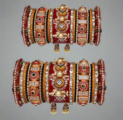 Rajwadi Bridal Bangle Set with Beautiful Jhoomer Latkan