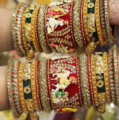 Rajwadi Bridal Bangle Set with Beautiful Doli Design Kada