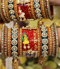 Customized Name and Photo Bangle Set in Best Rajwadi Design