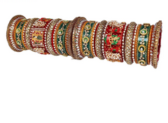 Rajwadi Bridal Bangle Set with Beautiful Doli and Peacock Design Kada