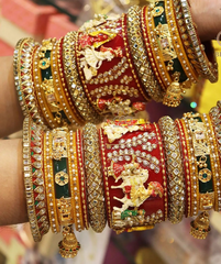 Rajwadi Bridal Bangle Set with Beautiful Doli Design Kada